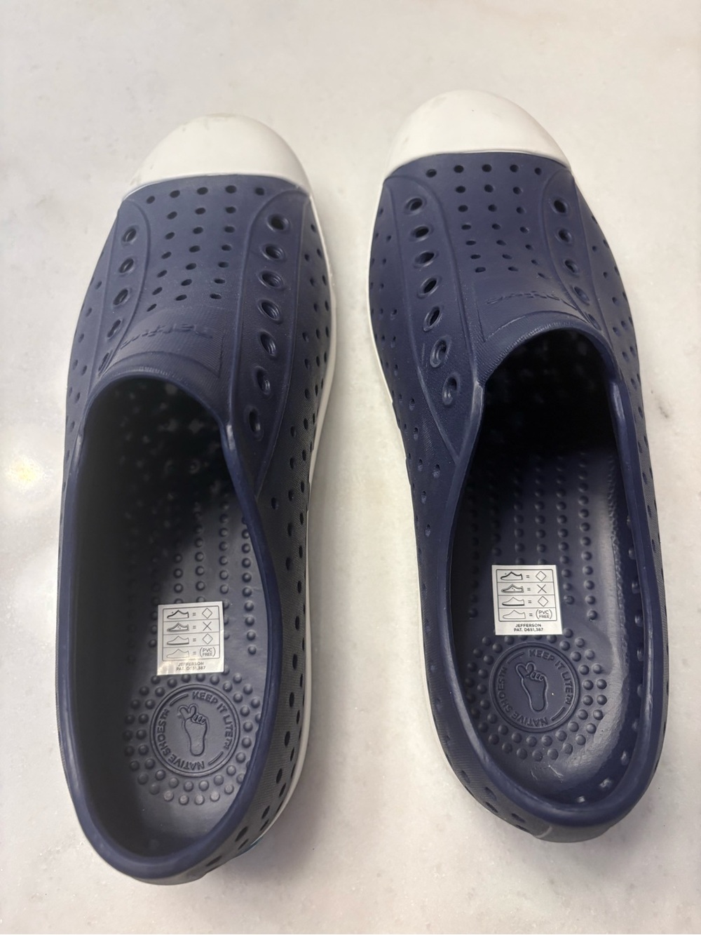 Native Navy and White Slip-On Perforated Flats